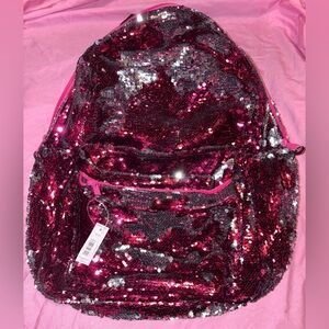 Flip sequin pink silver bling backpack